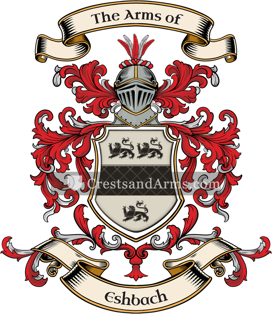 The Eshbach coat of arms, drawn from the recorded blazon