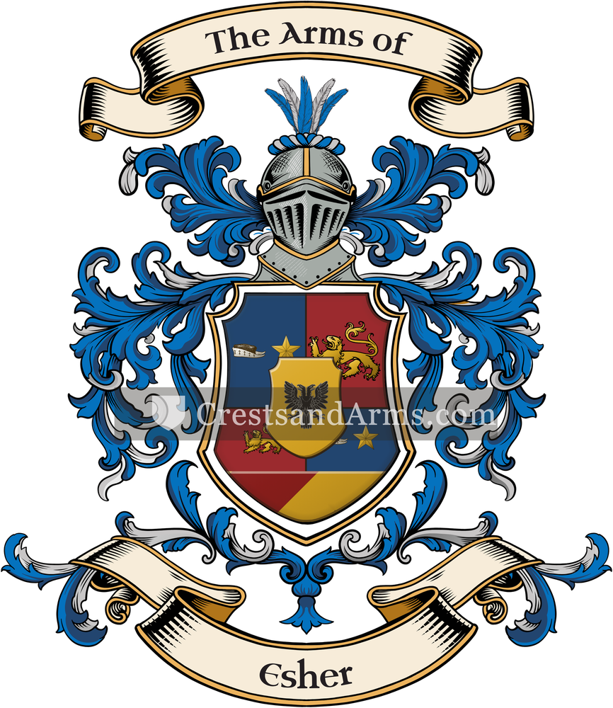 The Esher coat of arms, drawn from the recorded blazon