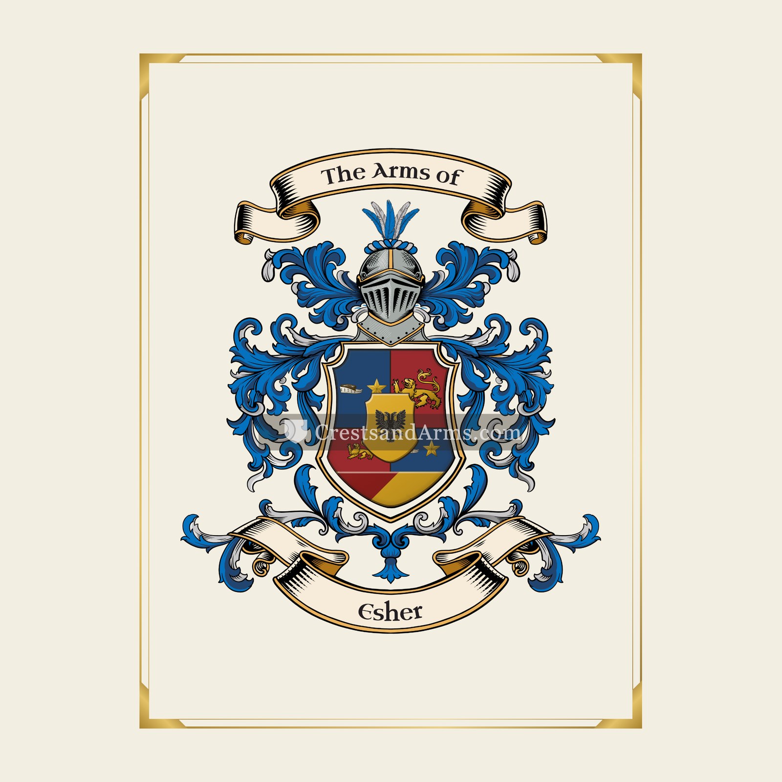 With gold border