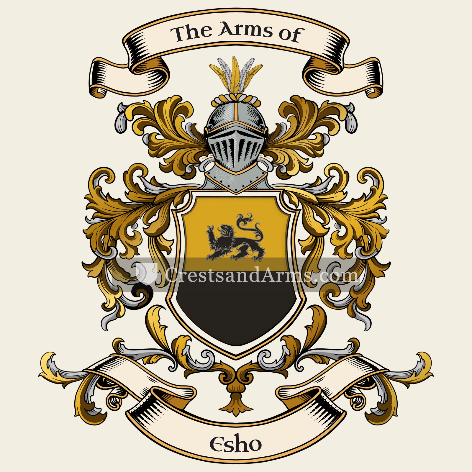 The Esho coat of arms, drawn from the recorded blazon