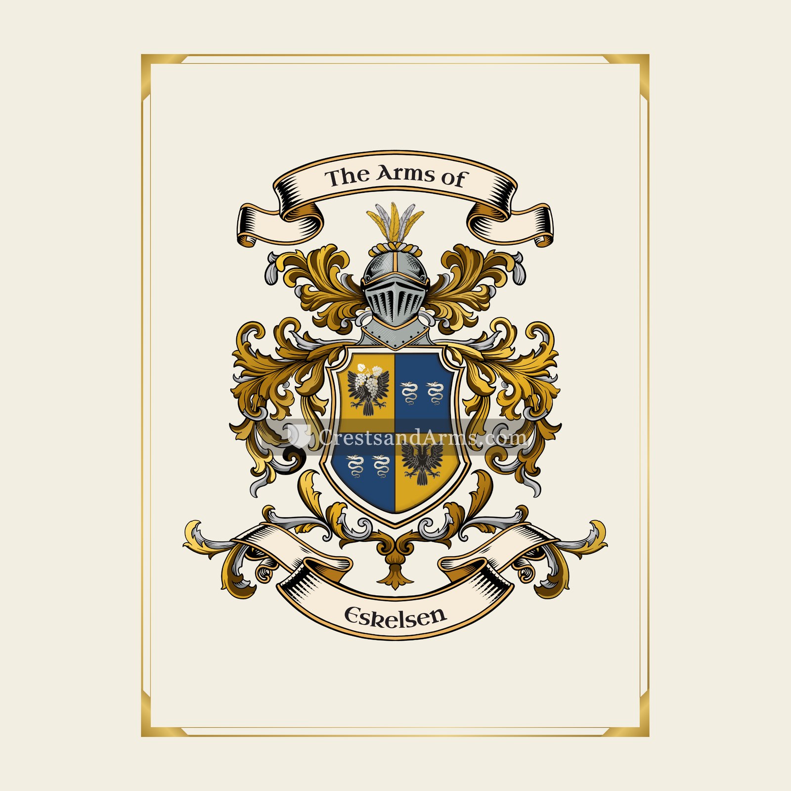With gold border
