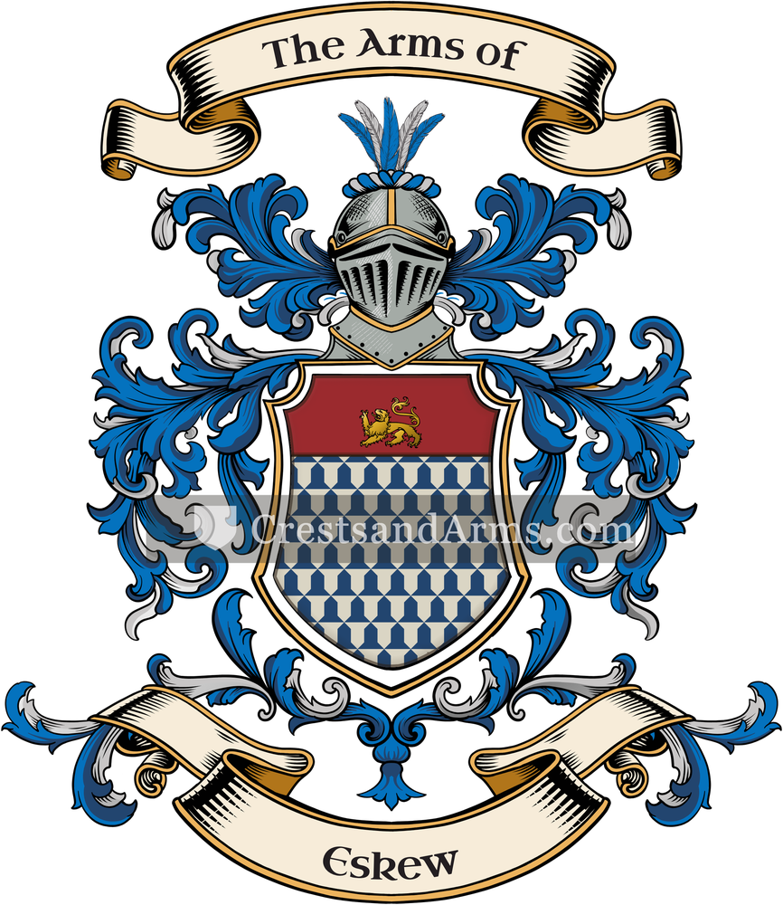 The Eskew coat of arms, drawn from the recorded blazon