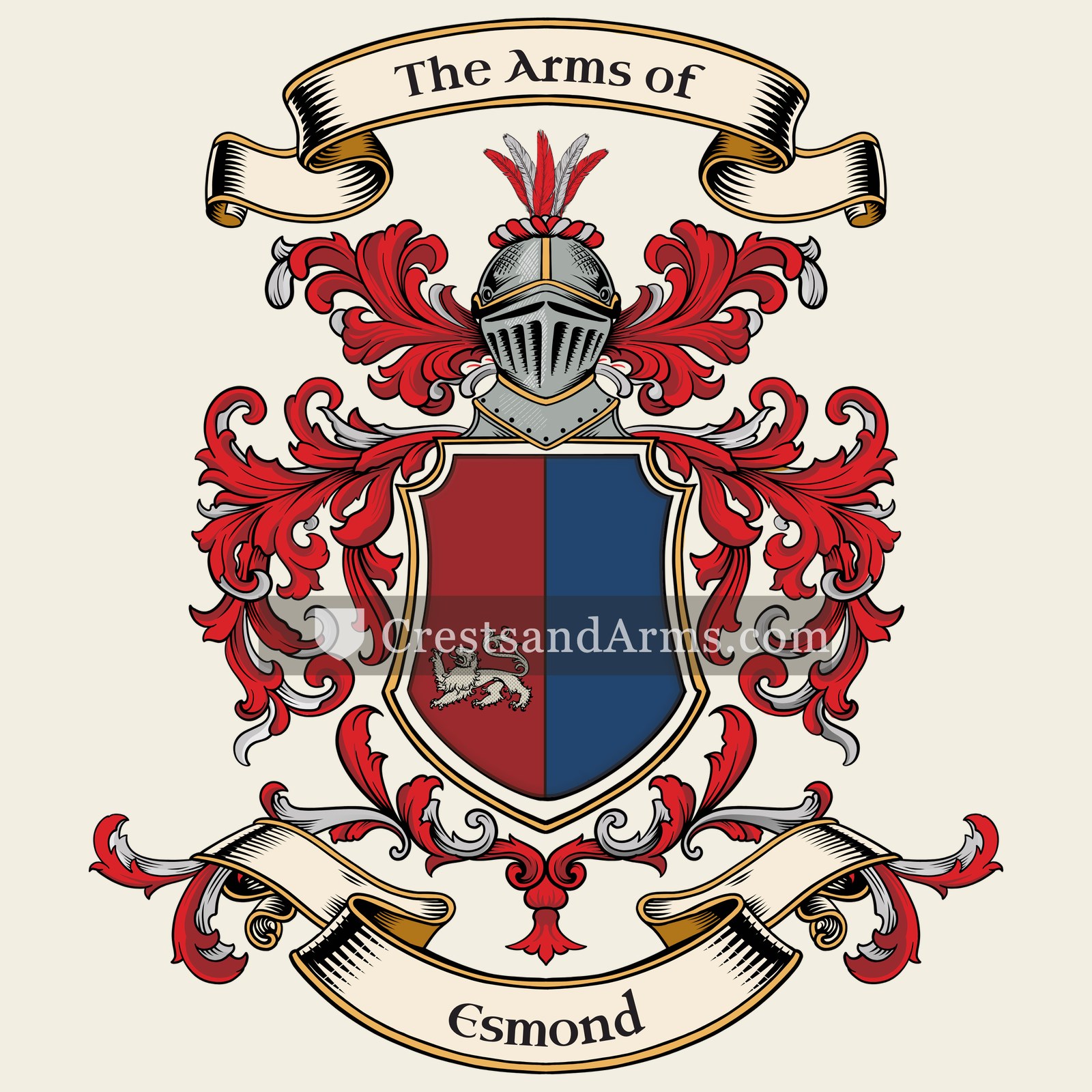 The Esmond coat of arms, drawn from the recorded blazon