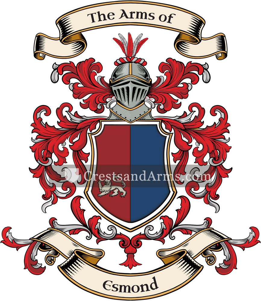 The Esmond coat of arms, drawn from the recorded blazon