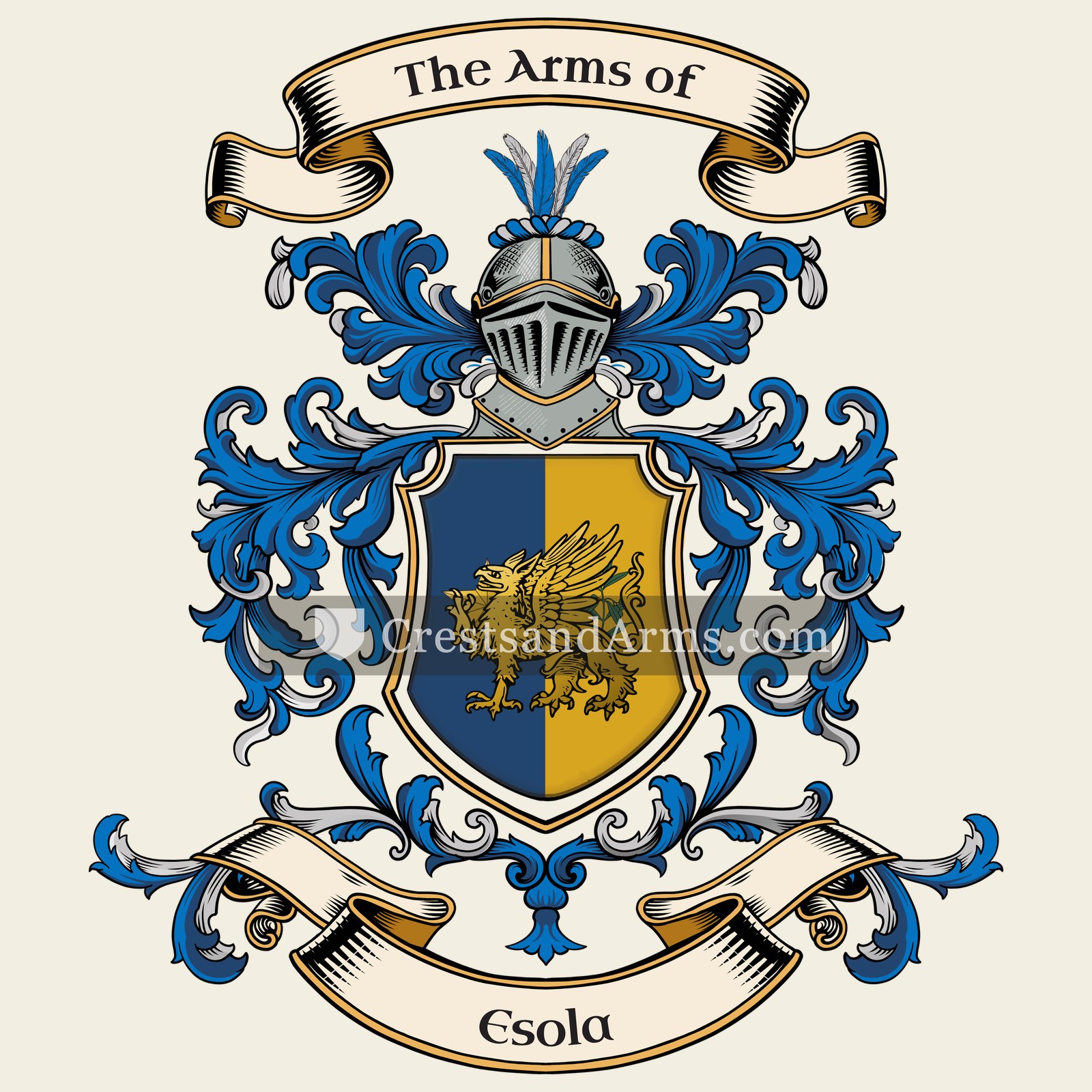 The Esola coat of arms, drawn from the recorded blazon
