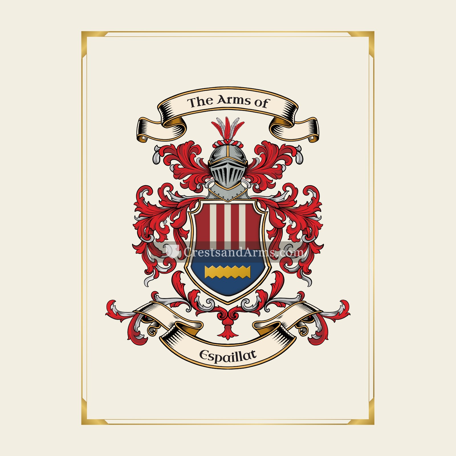 With gold border