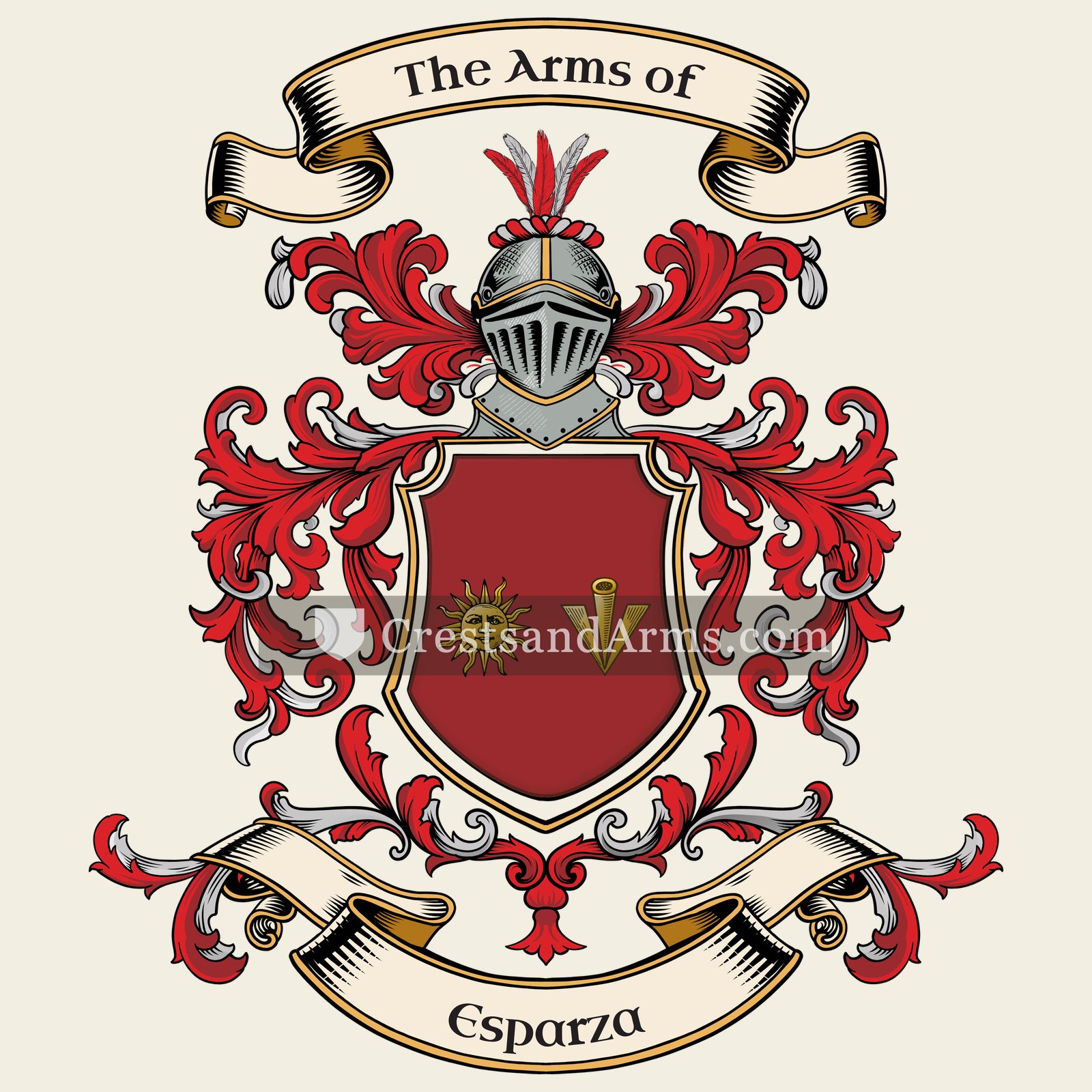 The Esparza coat of arms, drawn from the recorded blazon