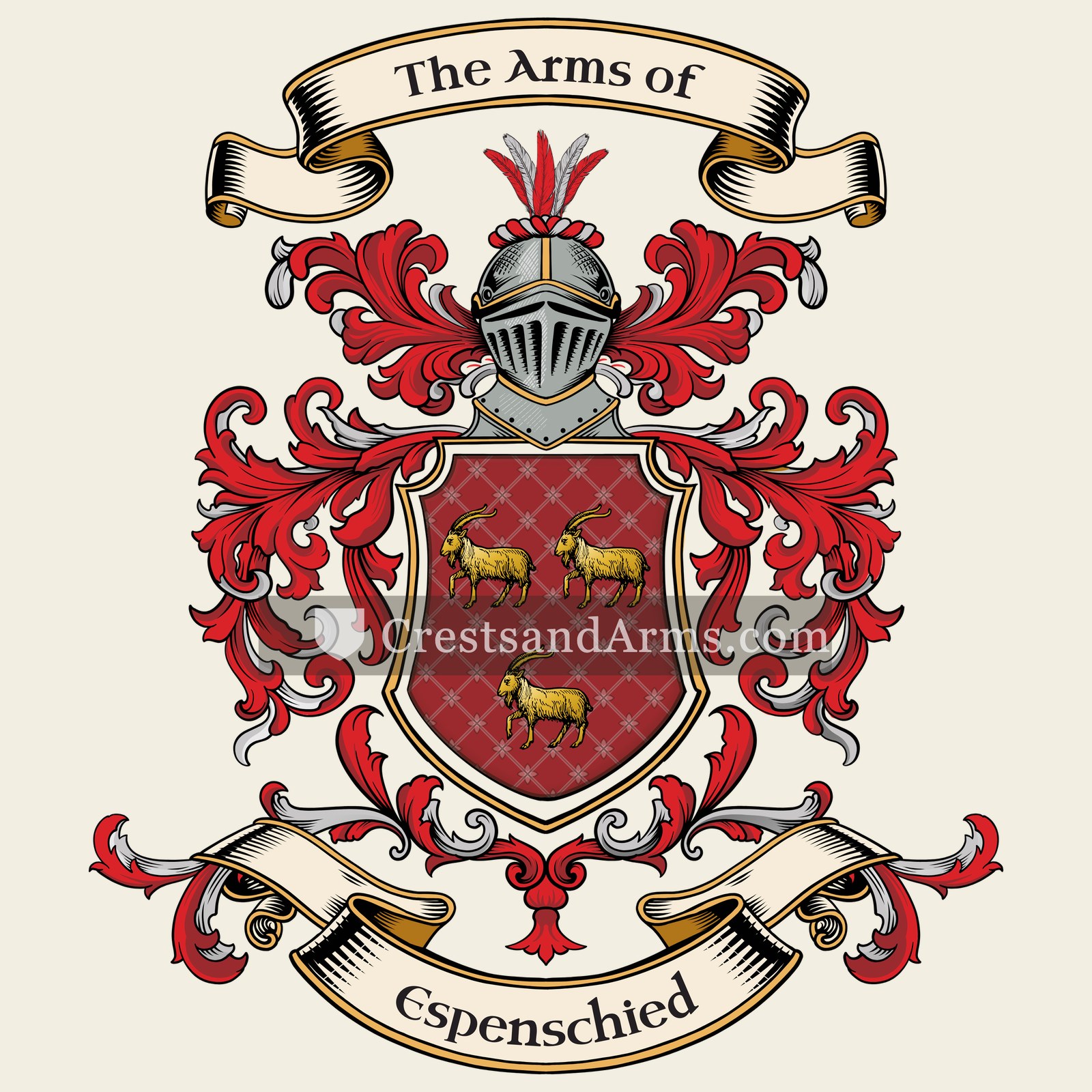 The Espenschied coat of arms, drawn from the recorded blazon