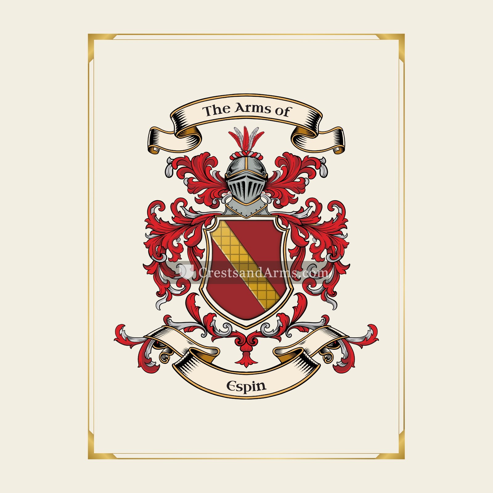 With gold border