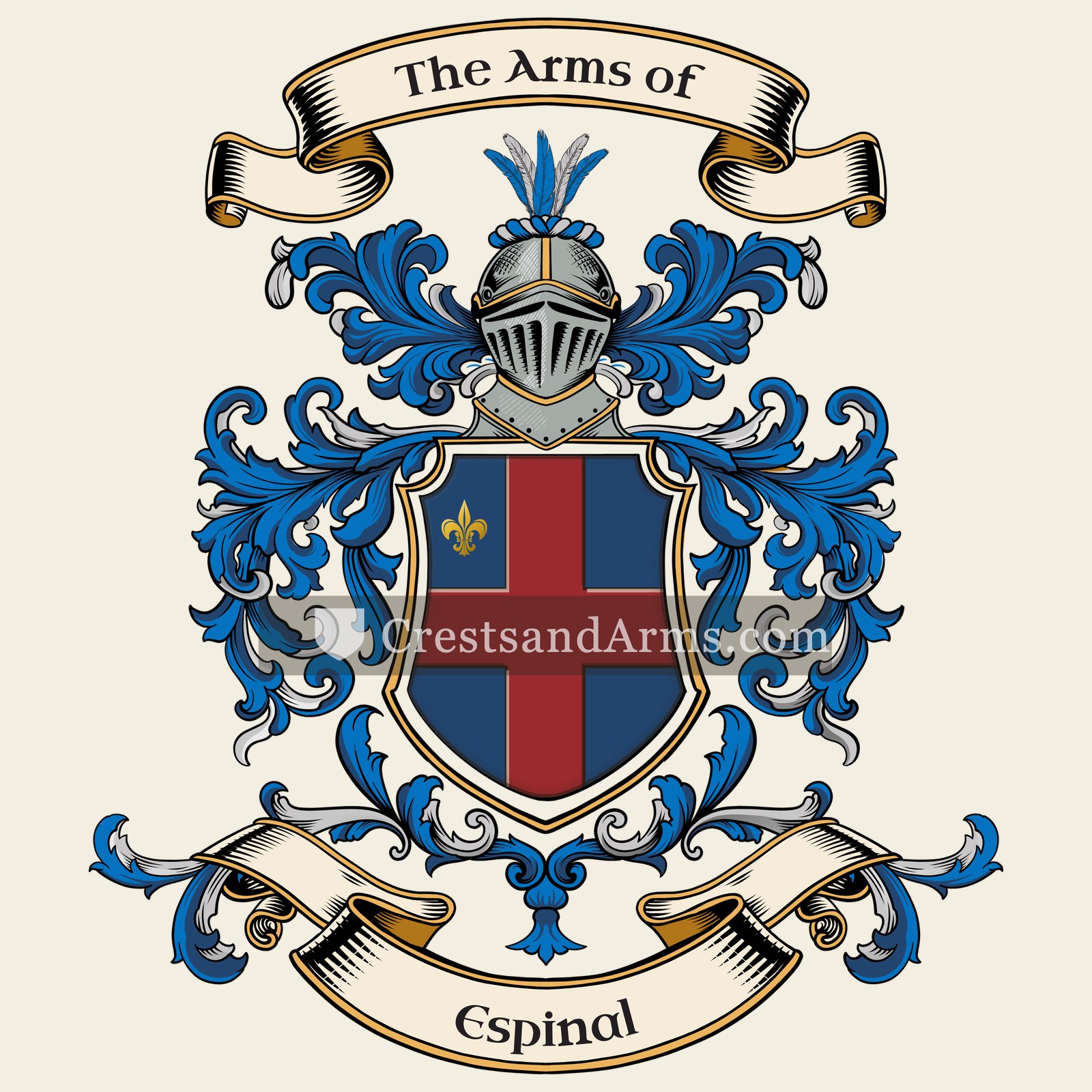 The Espinal coat of arms, drawn from the recorded blazon