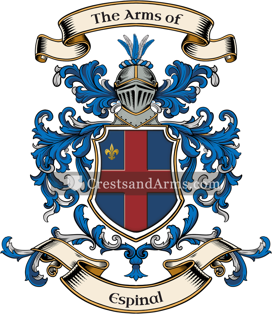 The Espinal coat of arms, drawn from the recorded blazon