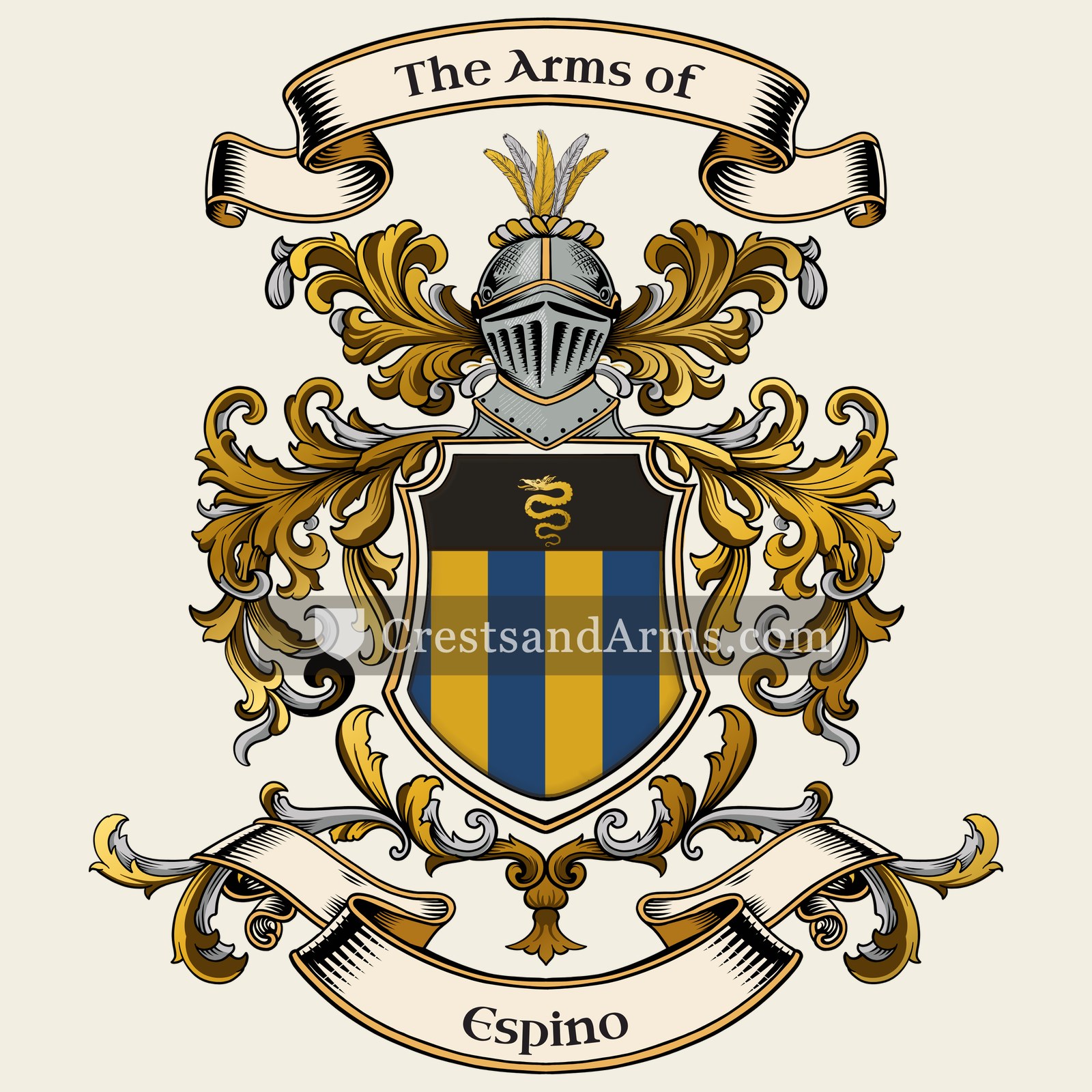 The Espino coat of arms, drawn from the recorded blazon