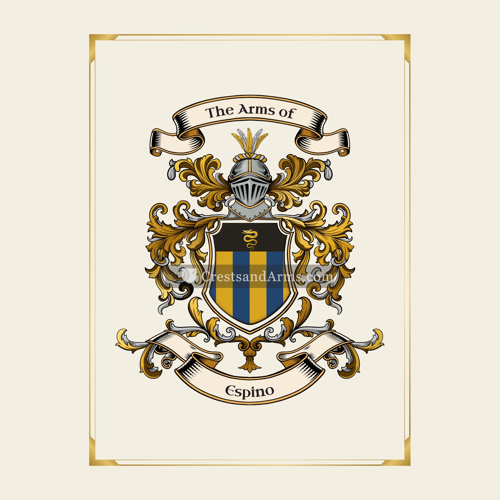With gold border