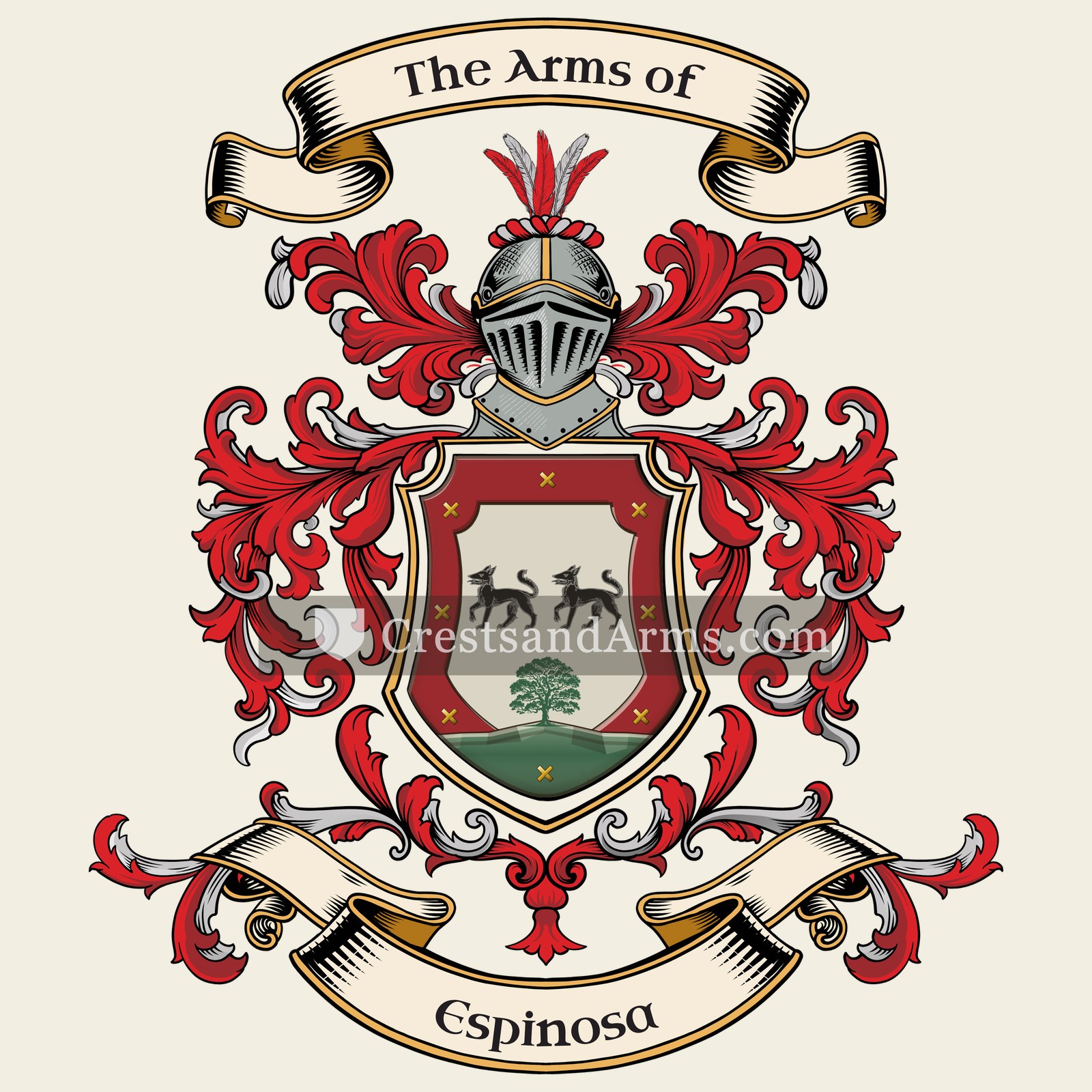 The Espinosa coat of arms, drawn from the recorded blazon