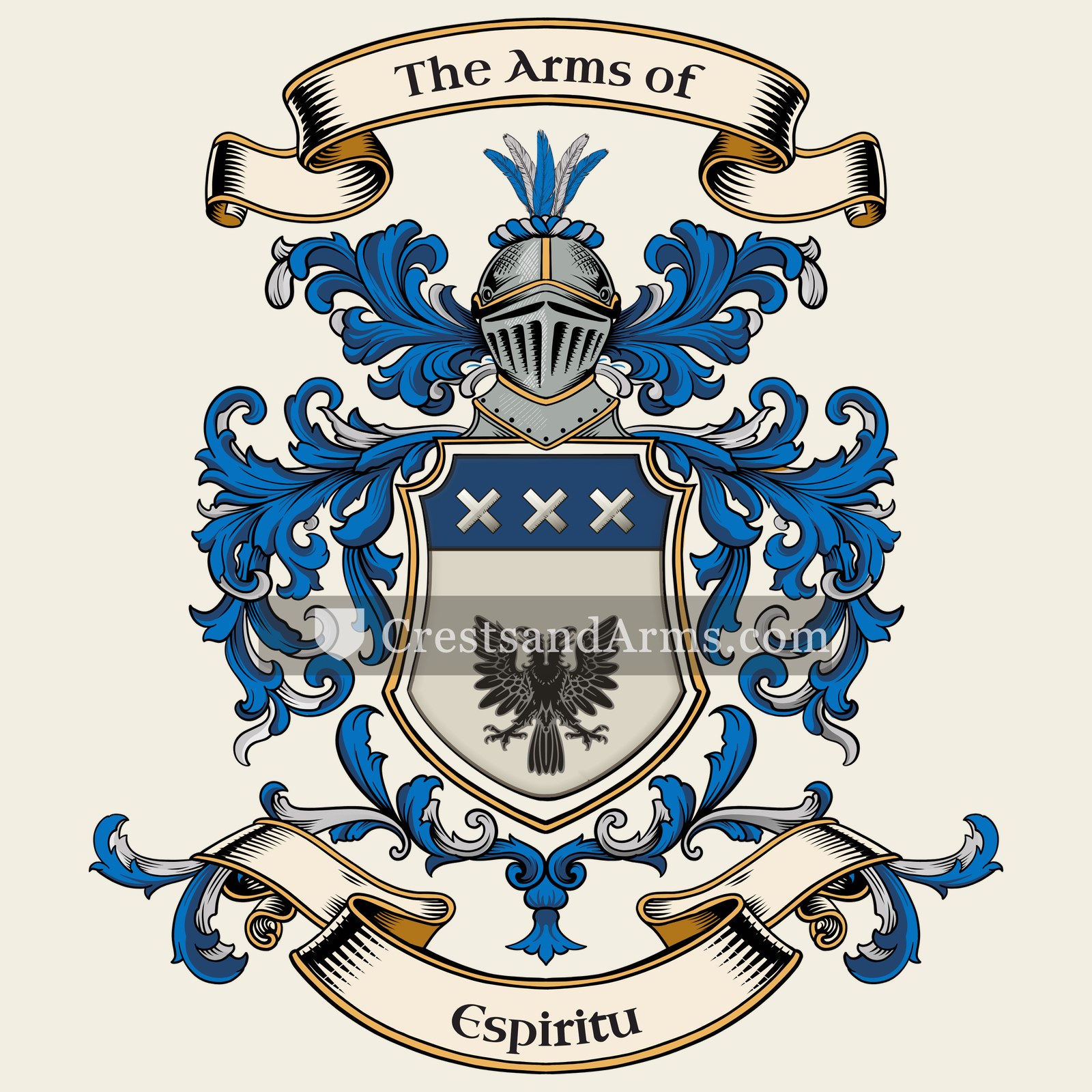 The Espiritu coat of arms, drawn from the recorded blazon