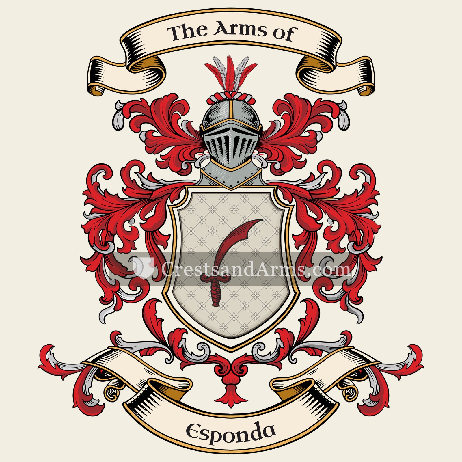 The Esponda coat of arms, drawn from the recorded blazon