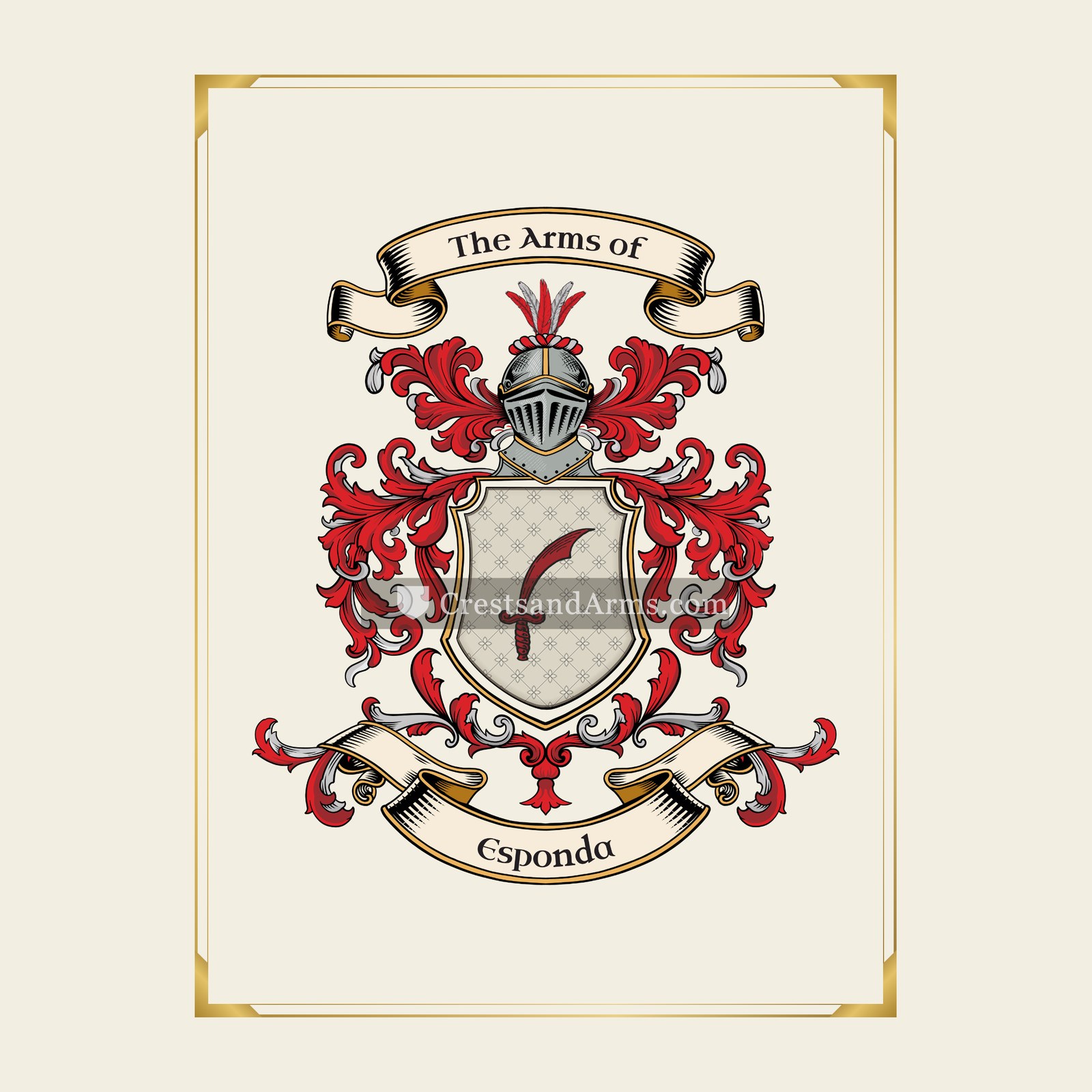 With gold border