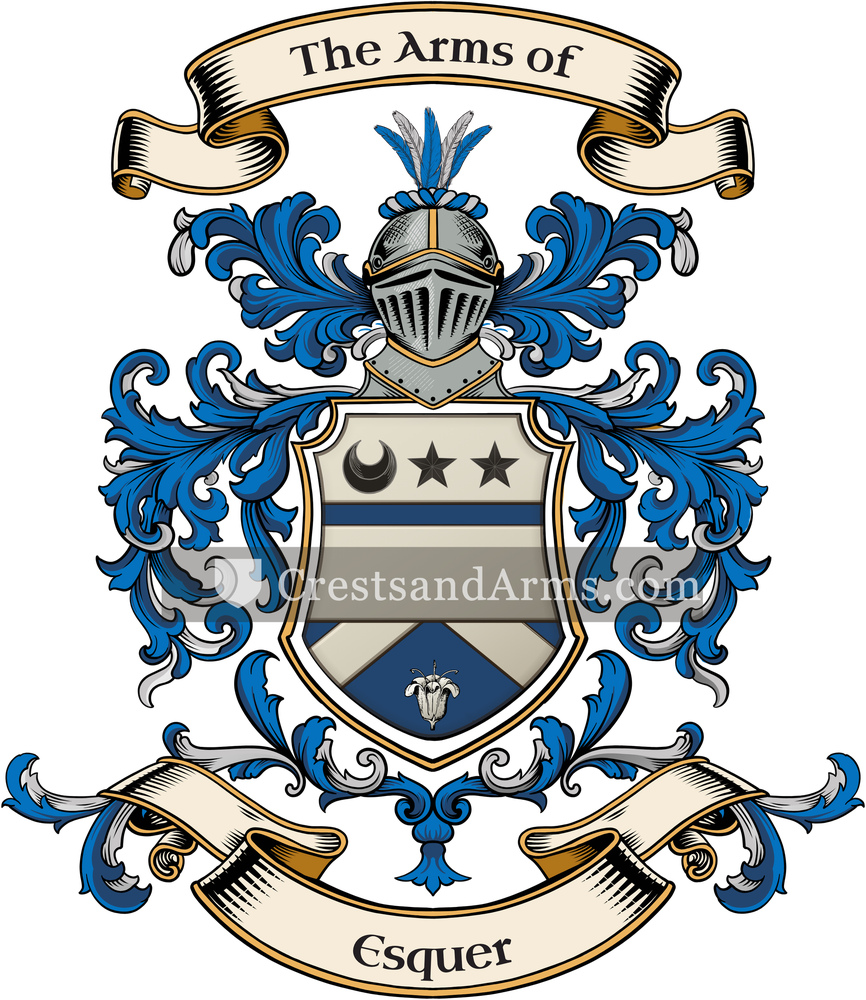 The Esquer coat of arms, drawn from the recorded blazon