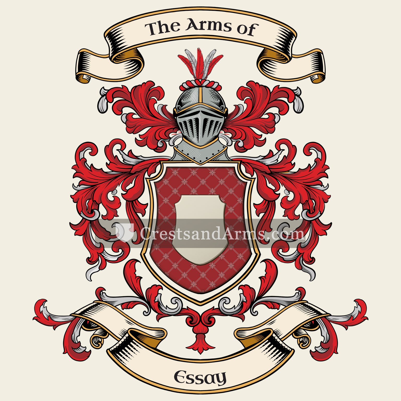 The Essay coat of arms, drawn from the recorded blazon