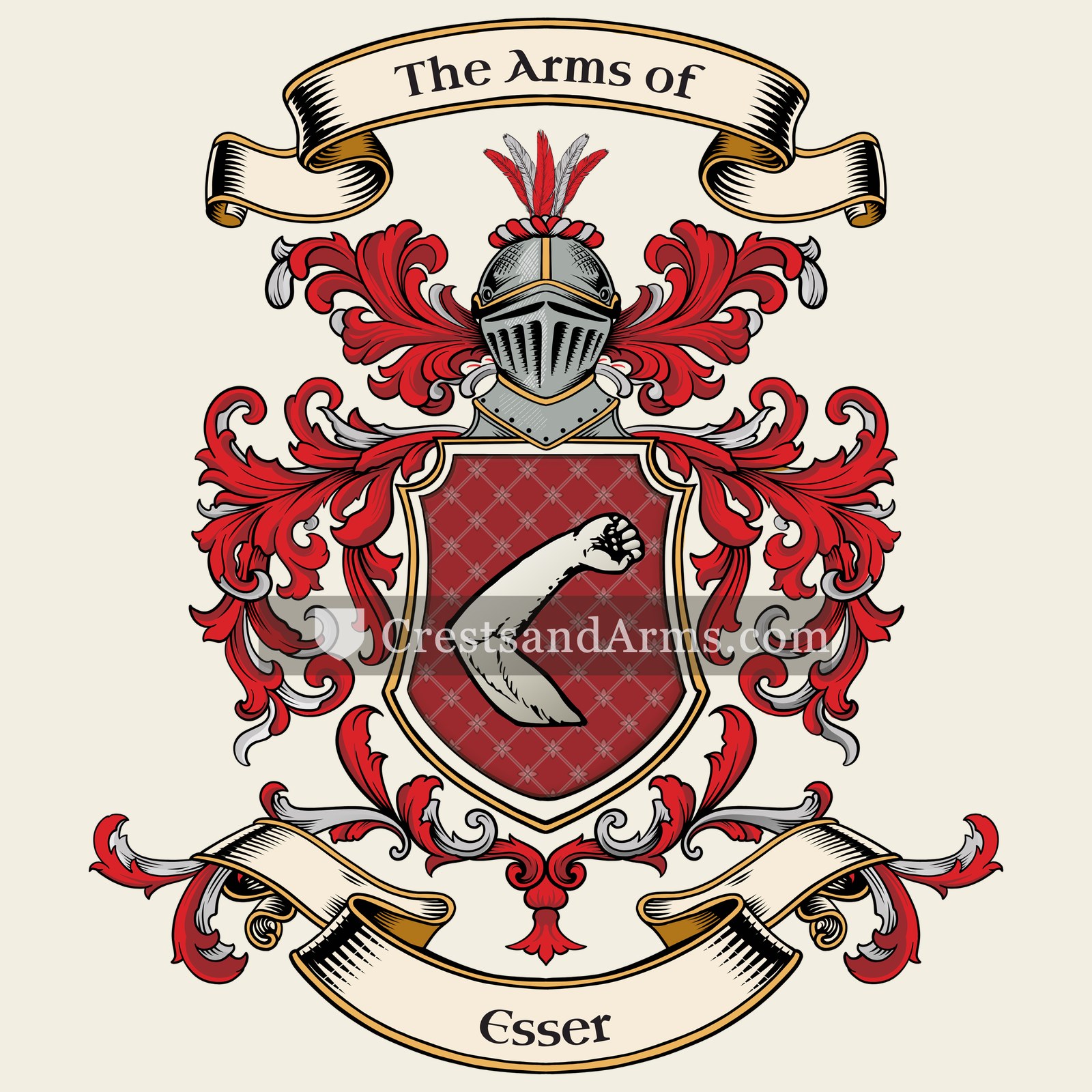 The Esser coat of arms, drawn from the recorded blazon
