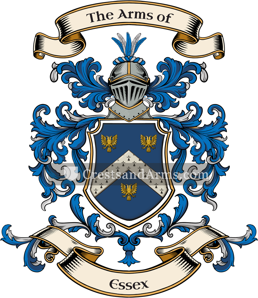 The Essex coat of arms, drawn from the recorded blazon
