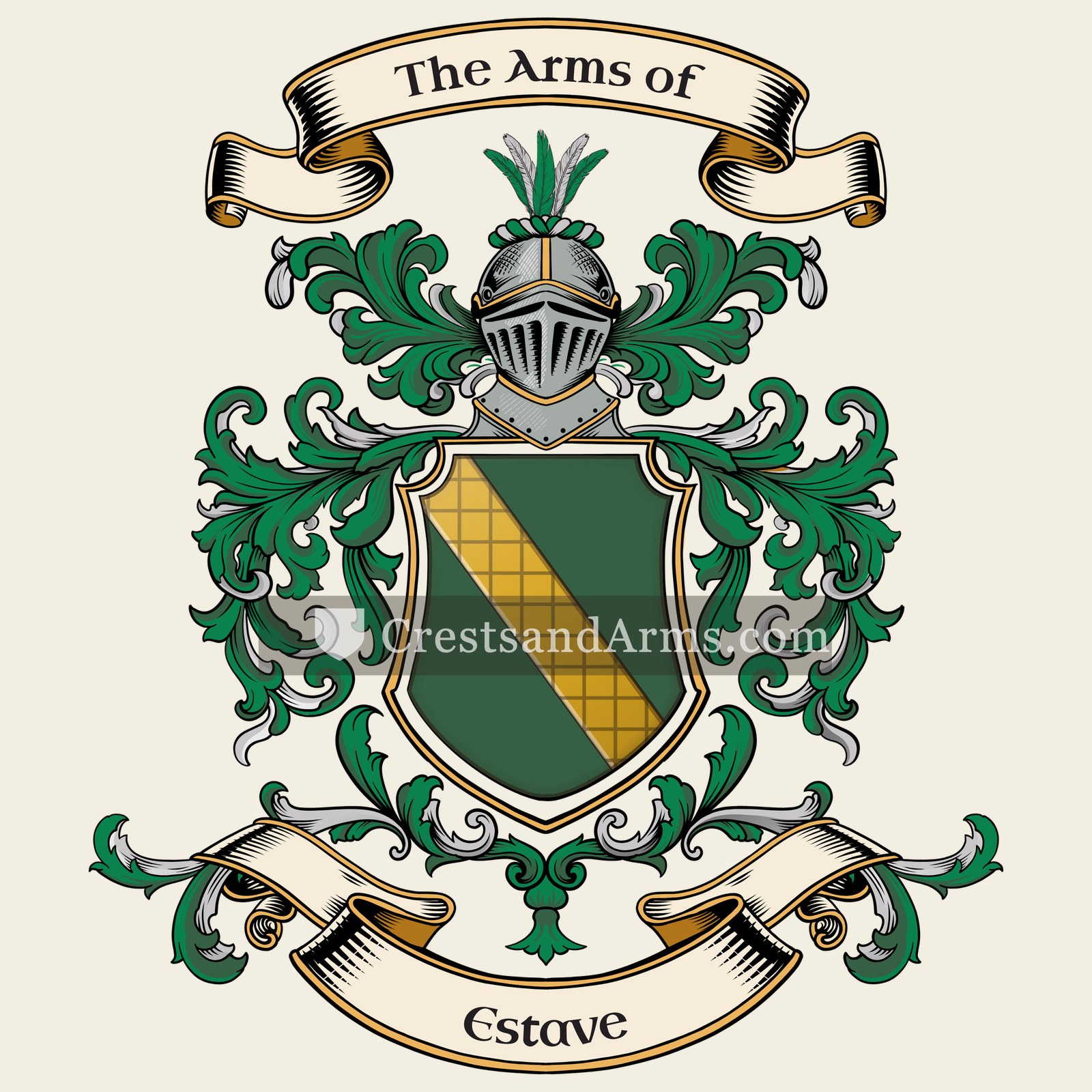 The Estave coat of arms, drawn from the recorded blazon