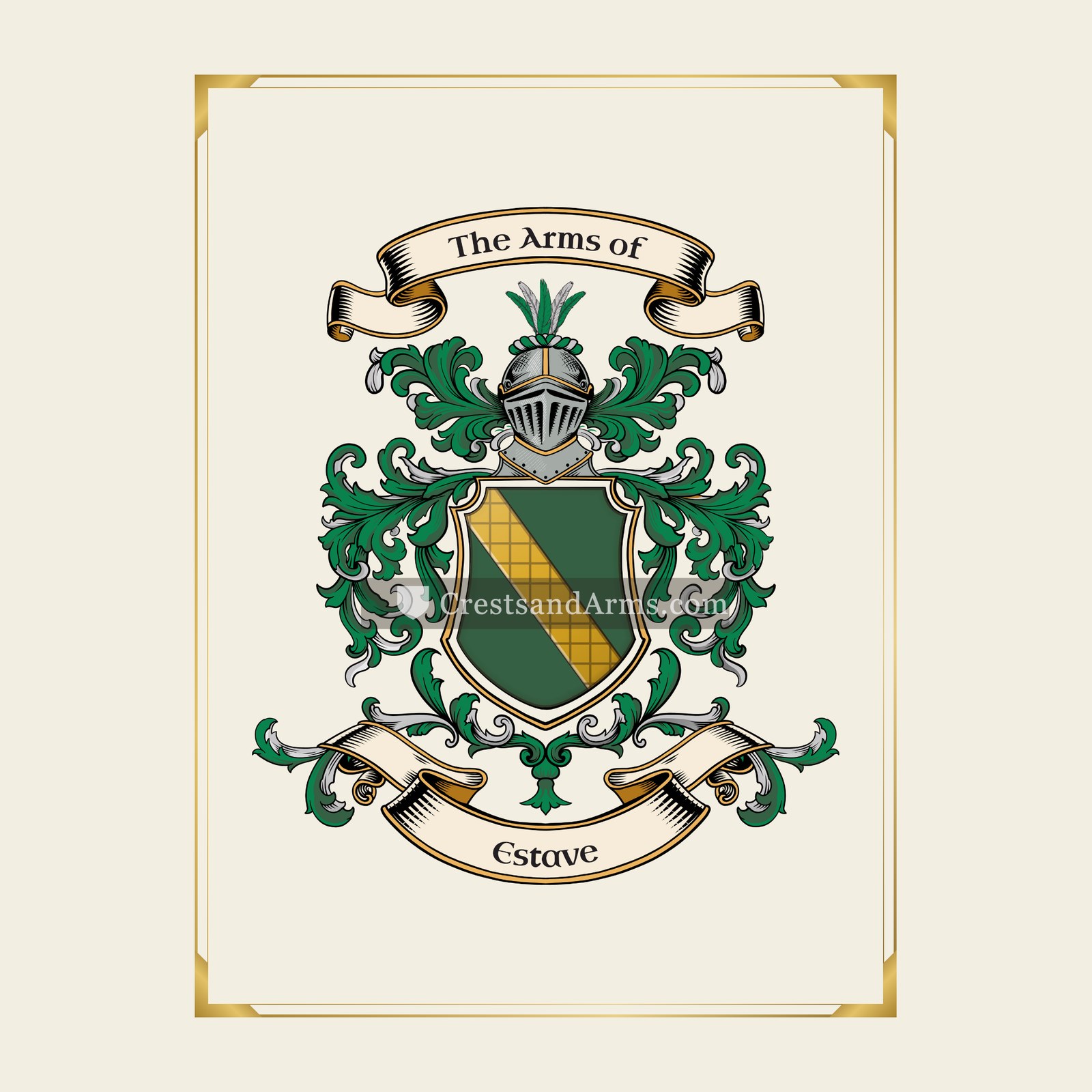 With gold border