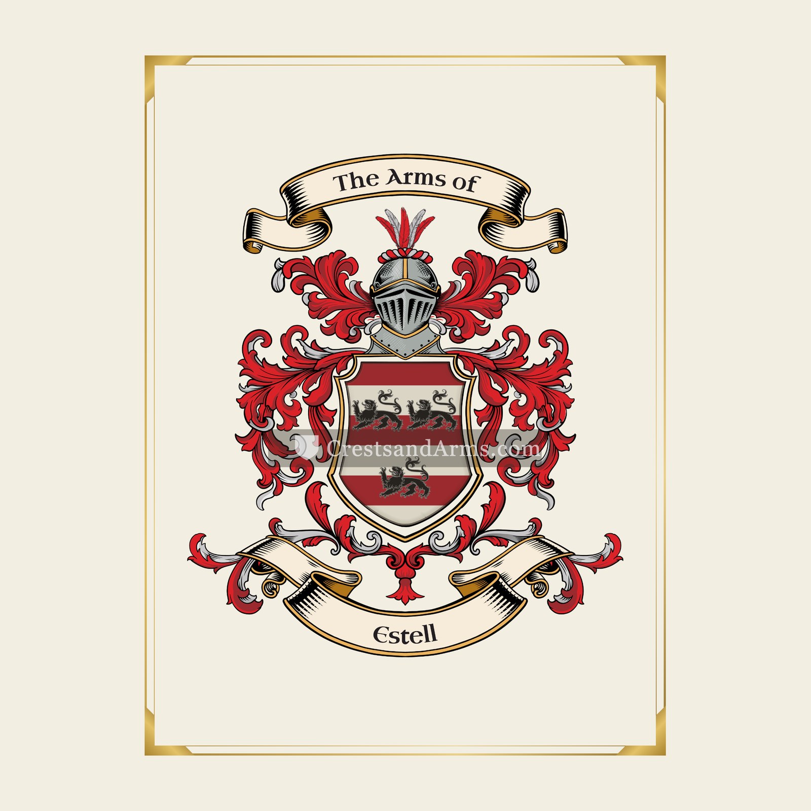 With gold border