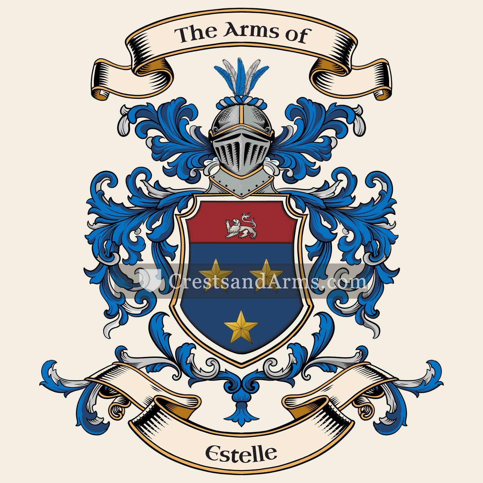 The Estelle coat of arms, drawn from the recorded blazon