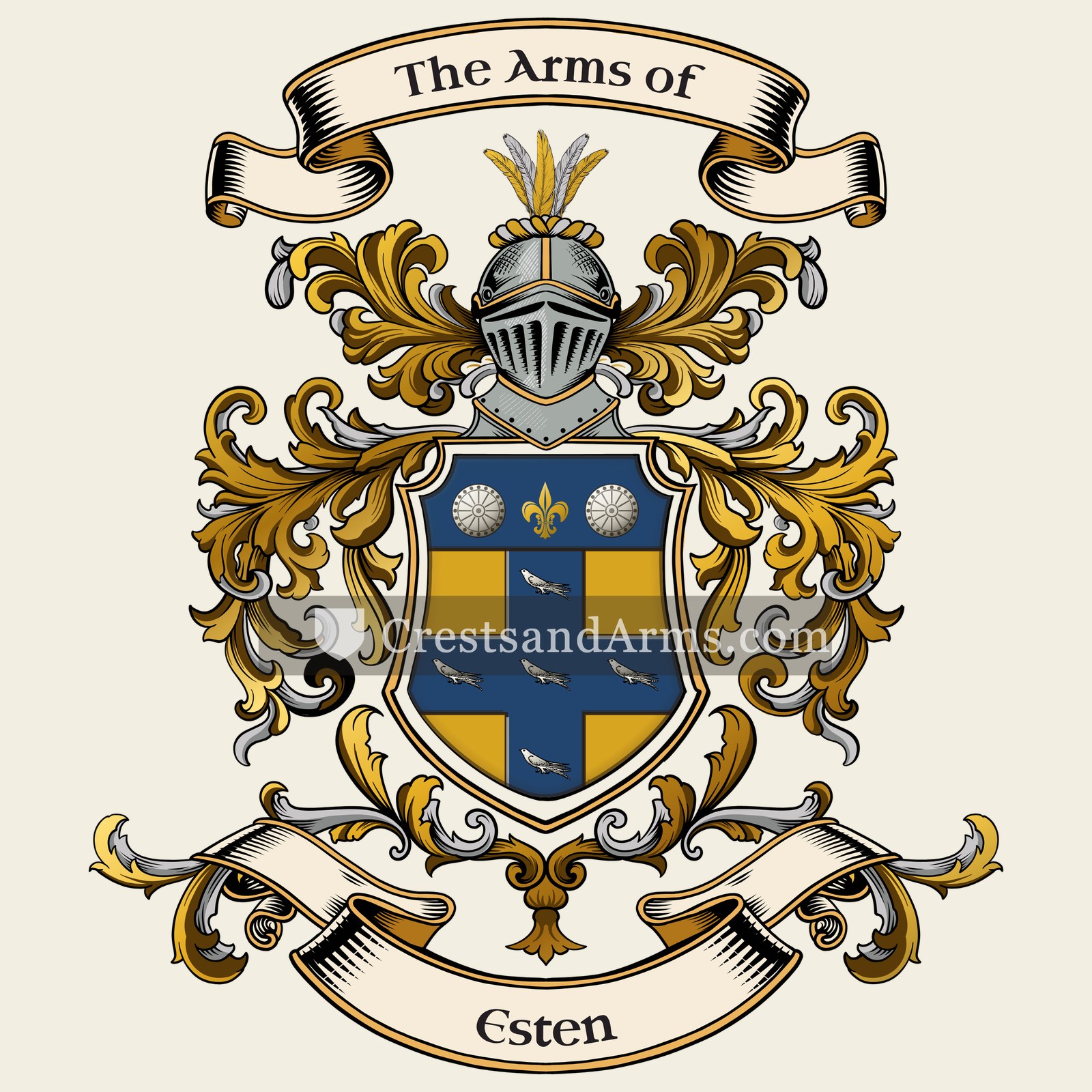 The Esten coat of arms, drawn from the recorded blazon