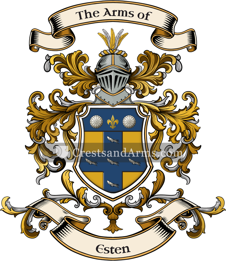 The Esten coat of arms, drawn from the recorded blazon