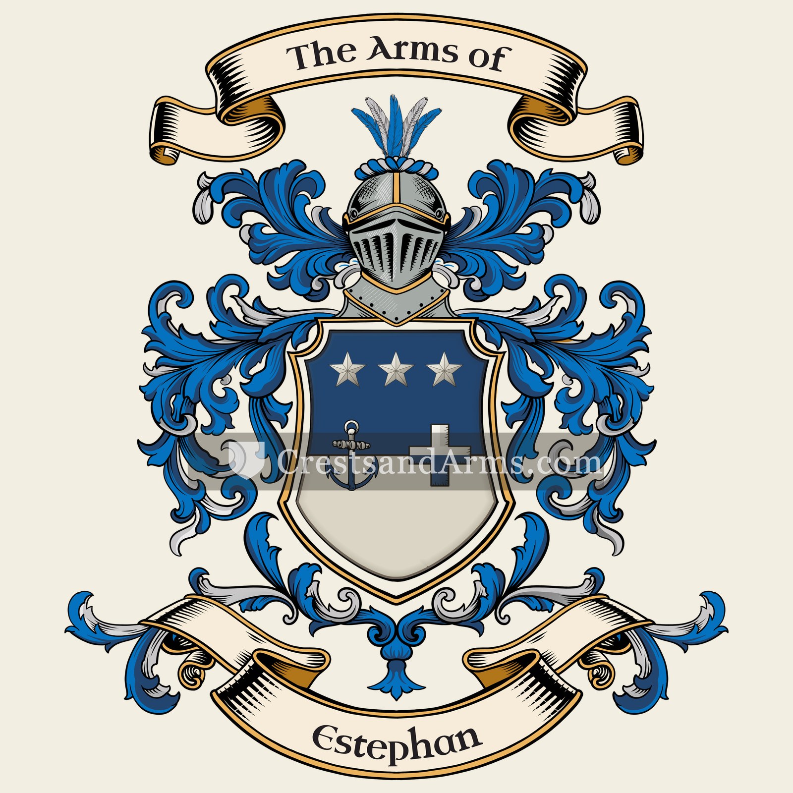 The Estephan coat of arms, drawn from the recorded blazon