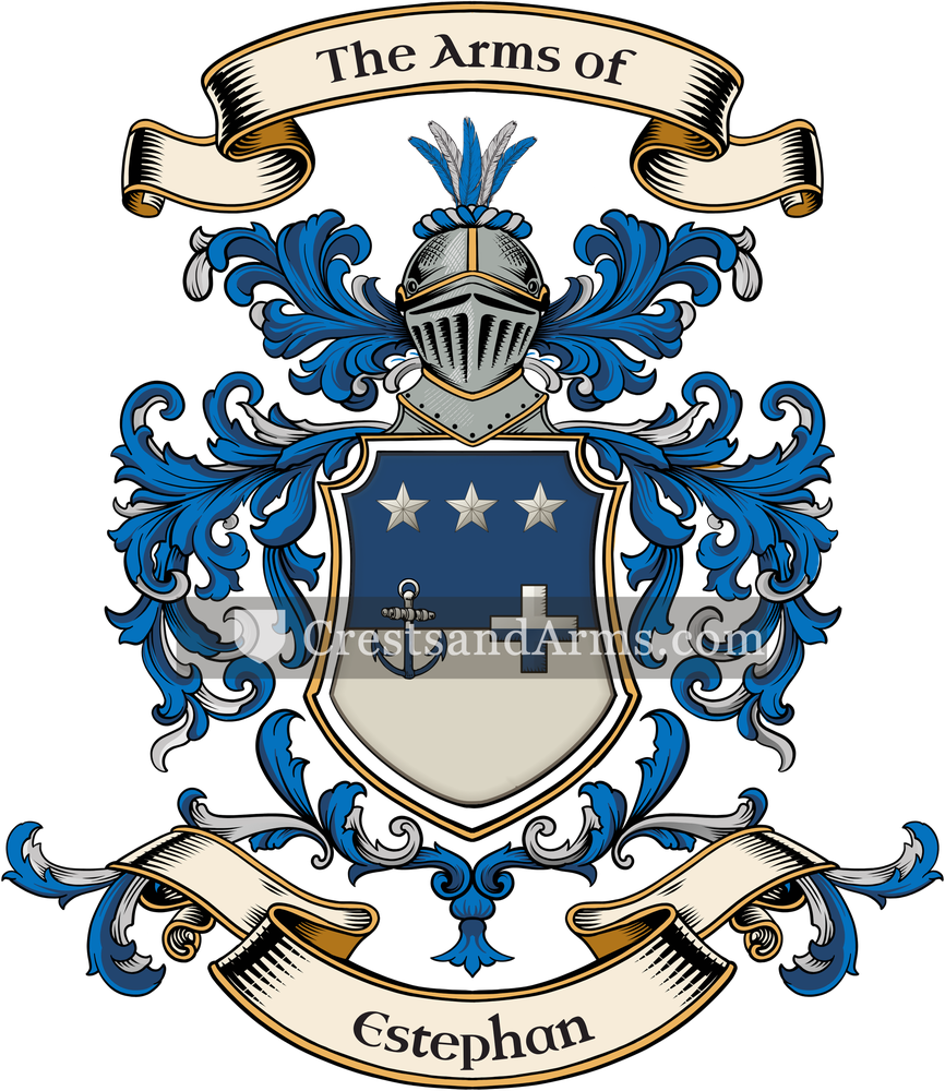 The Estephan coat of arms, drawn from the recorded blazon