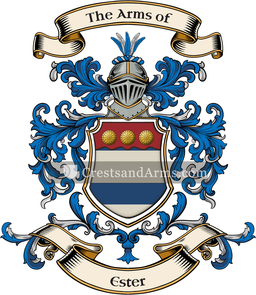 The Ester coat of arms, drawn from the recorded blazon