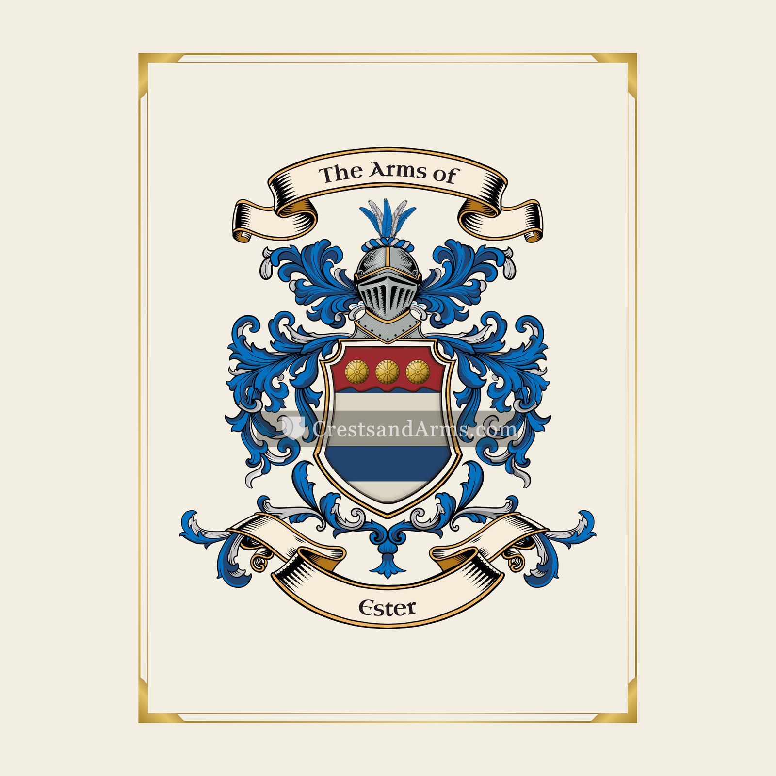 With gold border