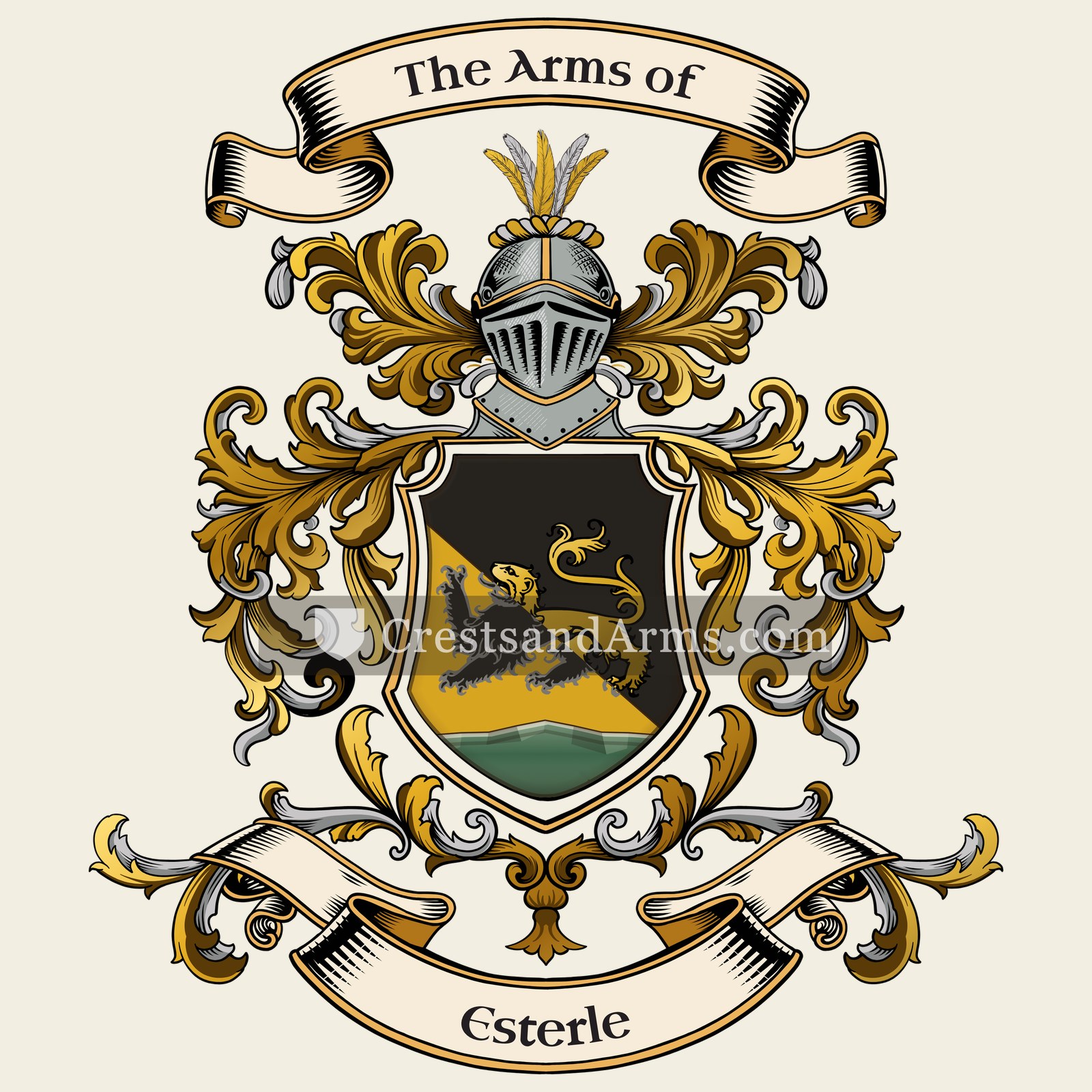 The Esterle coat of arms, drawn from the recorded blazon