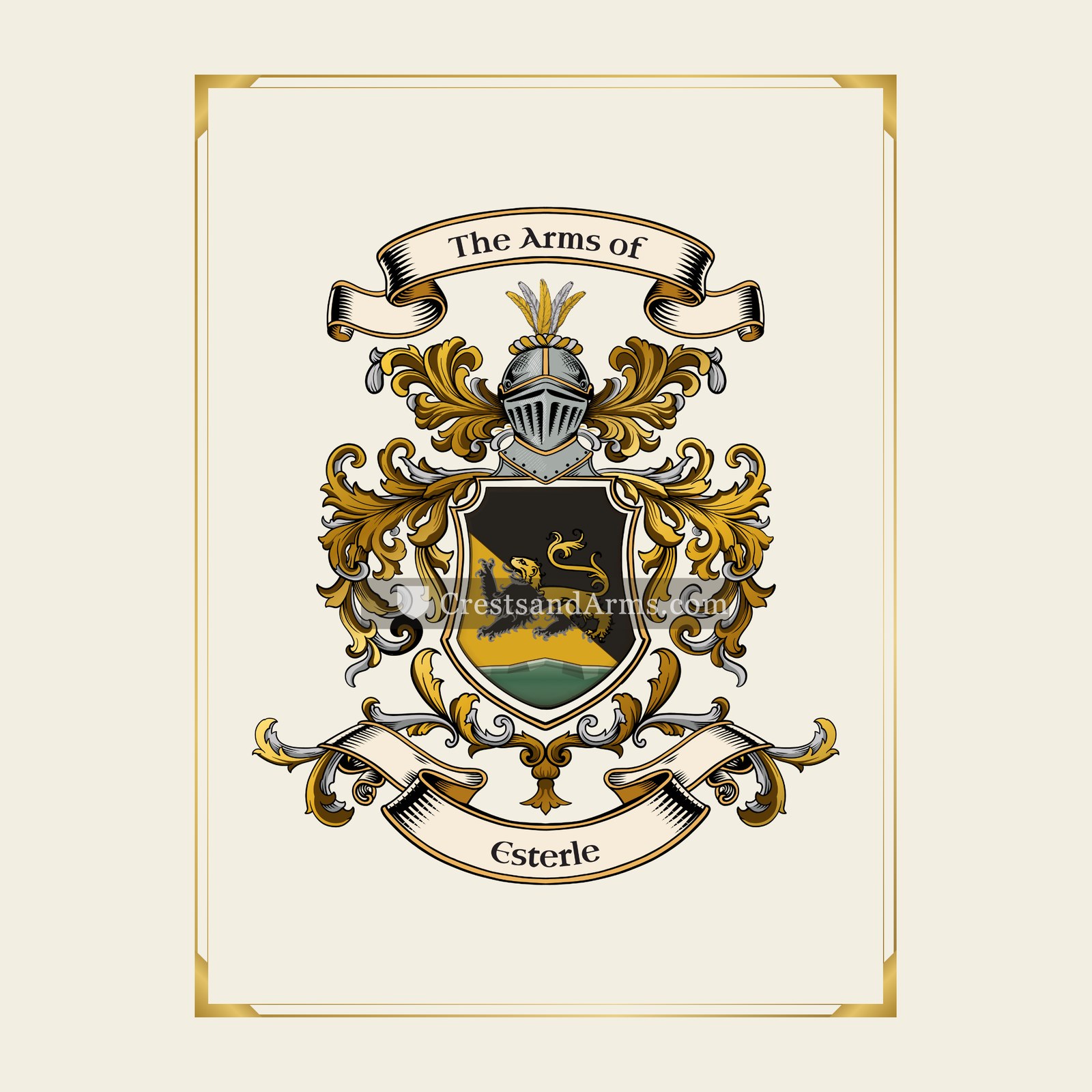 With gold border