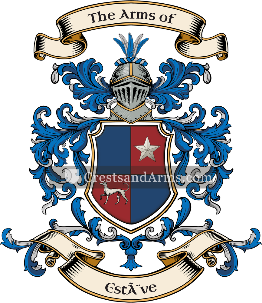 The Estève coat of arms, drawn from the recorded blazon