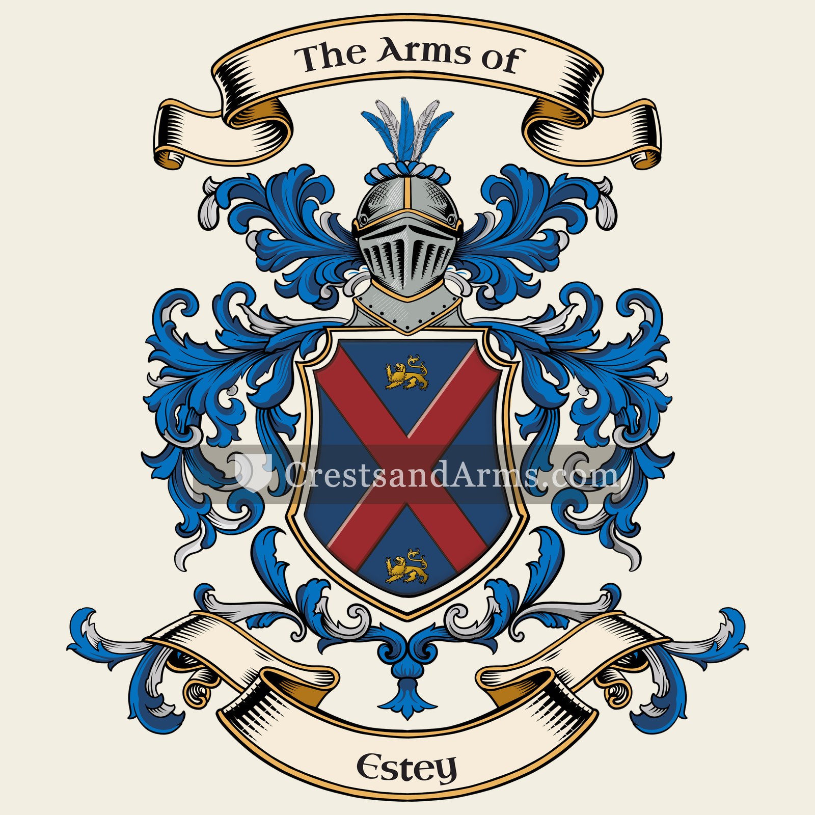The Estey coat of arms, drawn from the recorded blazon