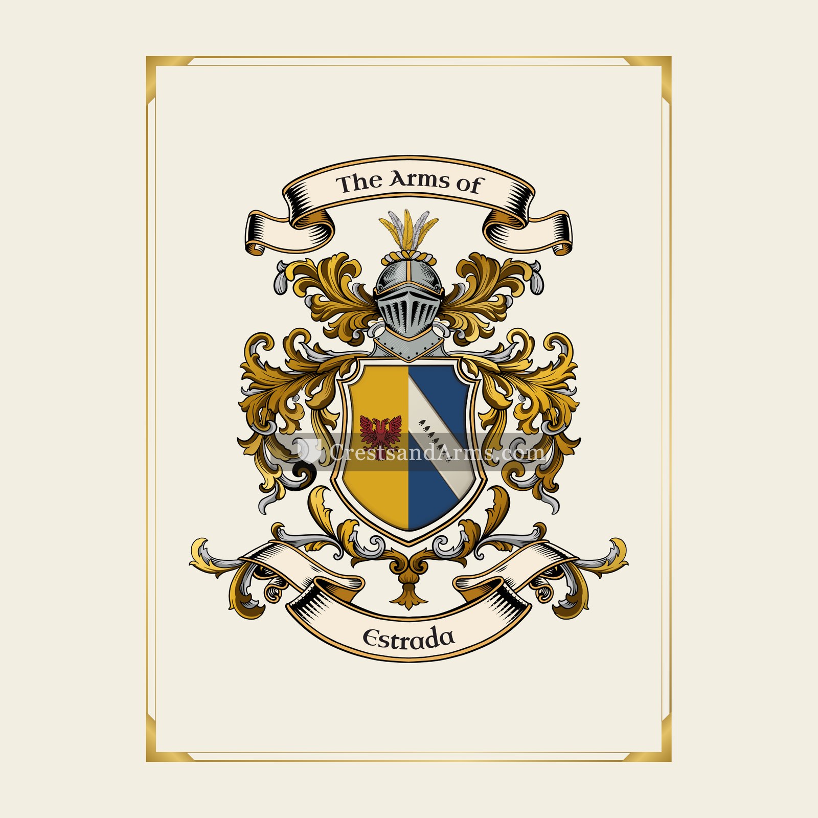 With gold border