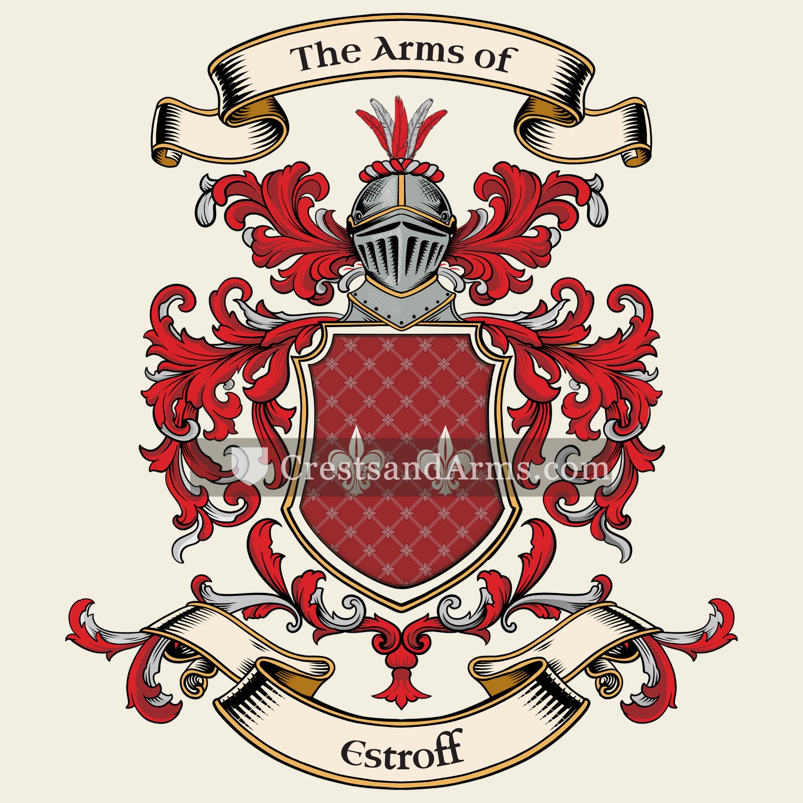 The Estroff coat of arms, drawn from the recorded blazon
