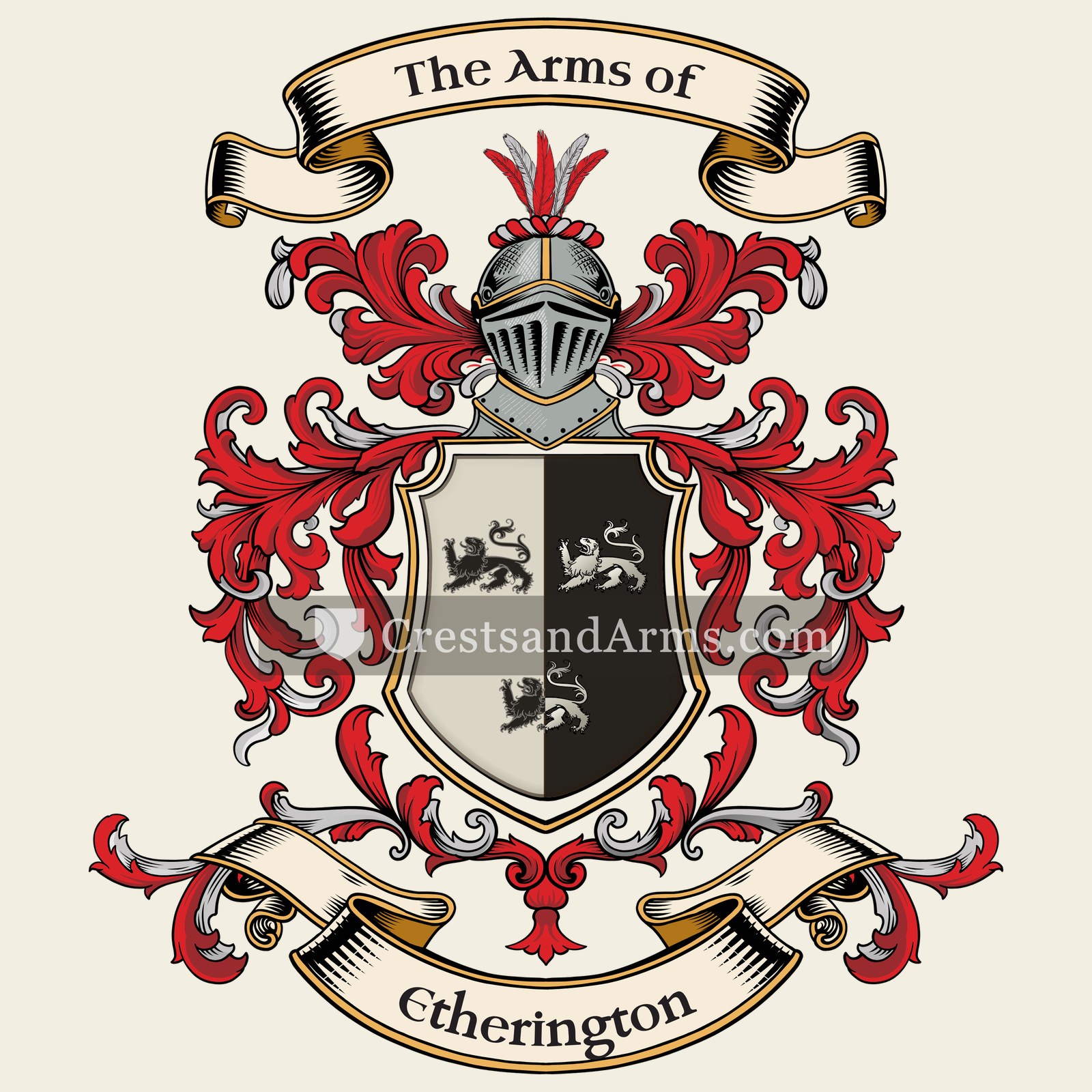 The Etherington coat of arms, drawn from the recorded blazon
