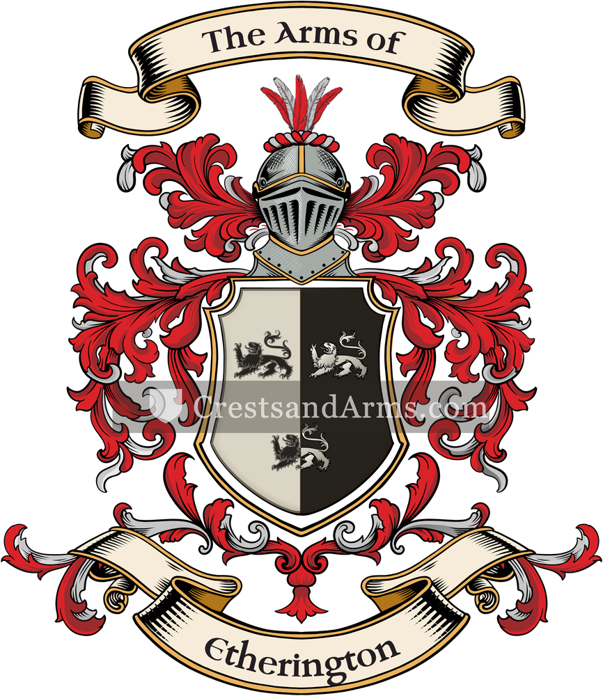 The Etherington coat of arms, drawn from the recorded blazon