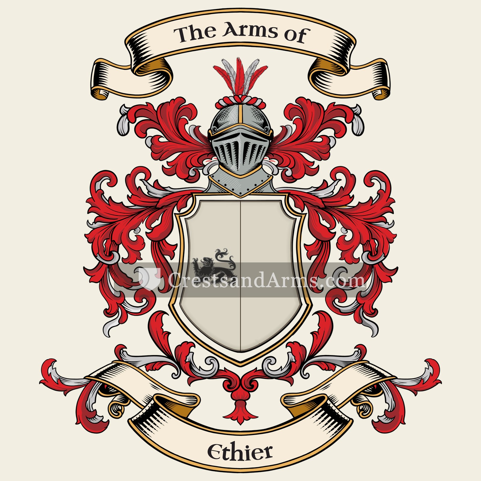 The Ethier coat of arms, drawn from the recorded blazon