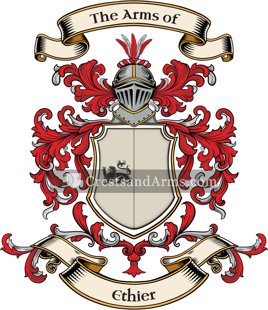 The Ethier coat of arms, drawn from the recorded blazon