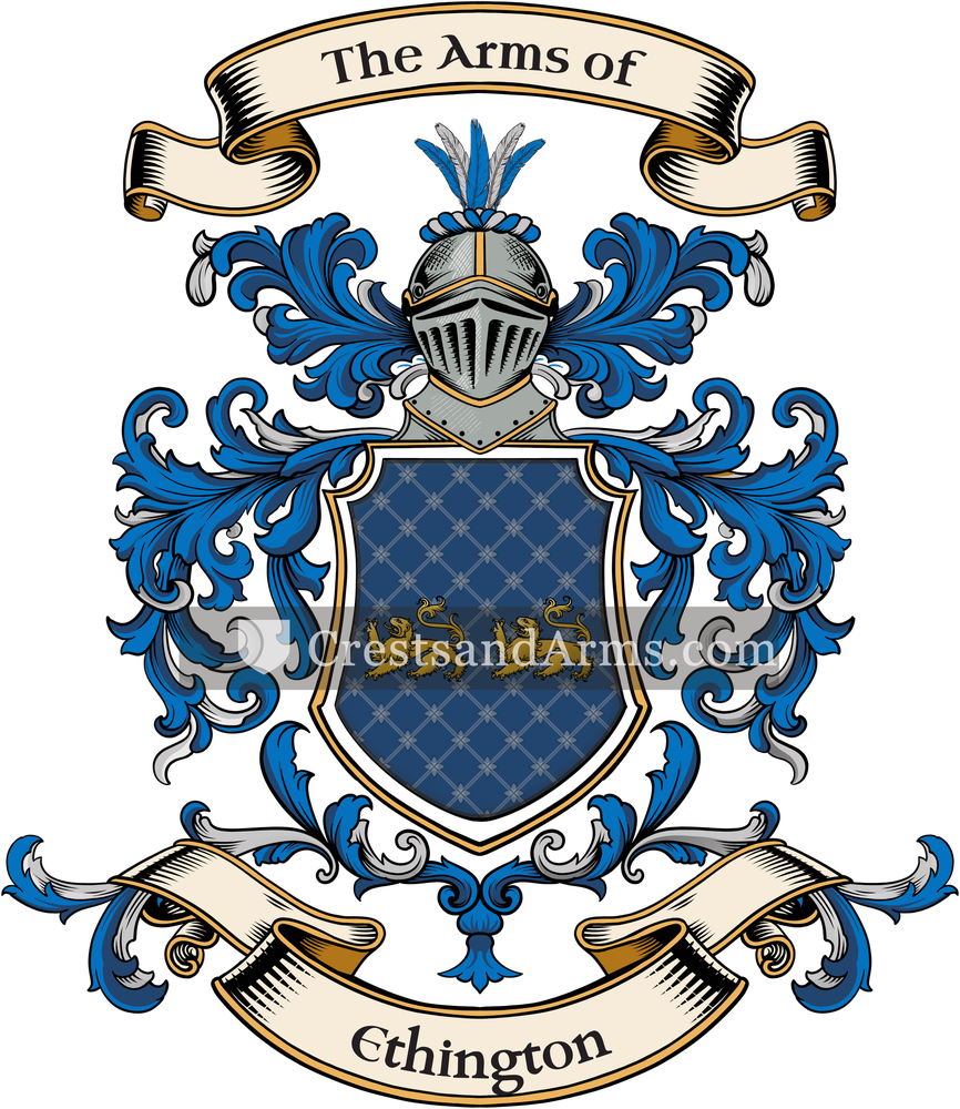The Ethington coat of arms, drawn from the recorded blazon