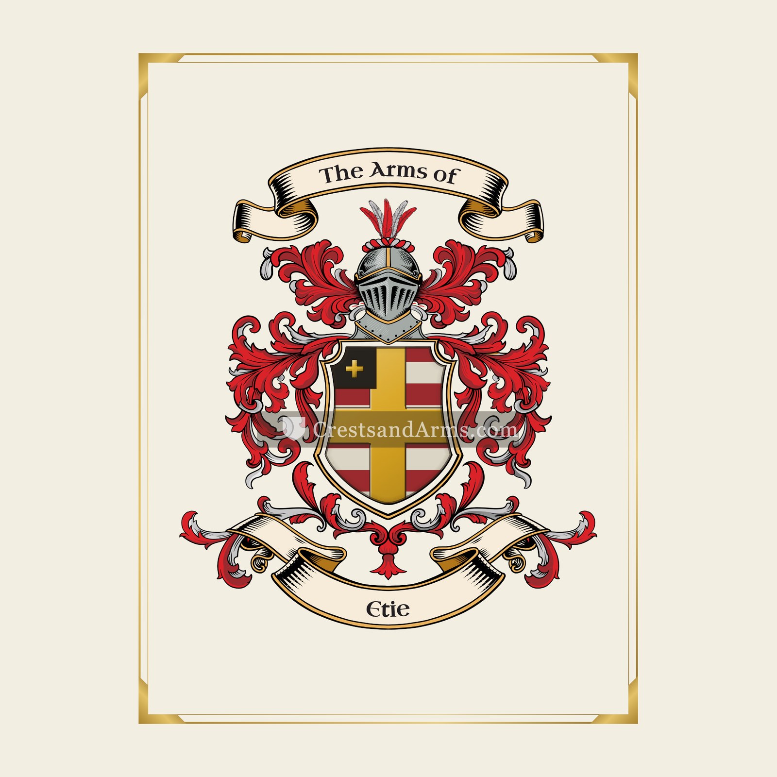 With gold border