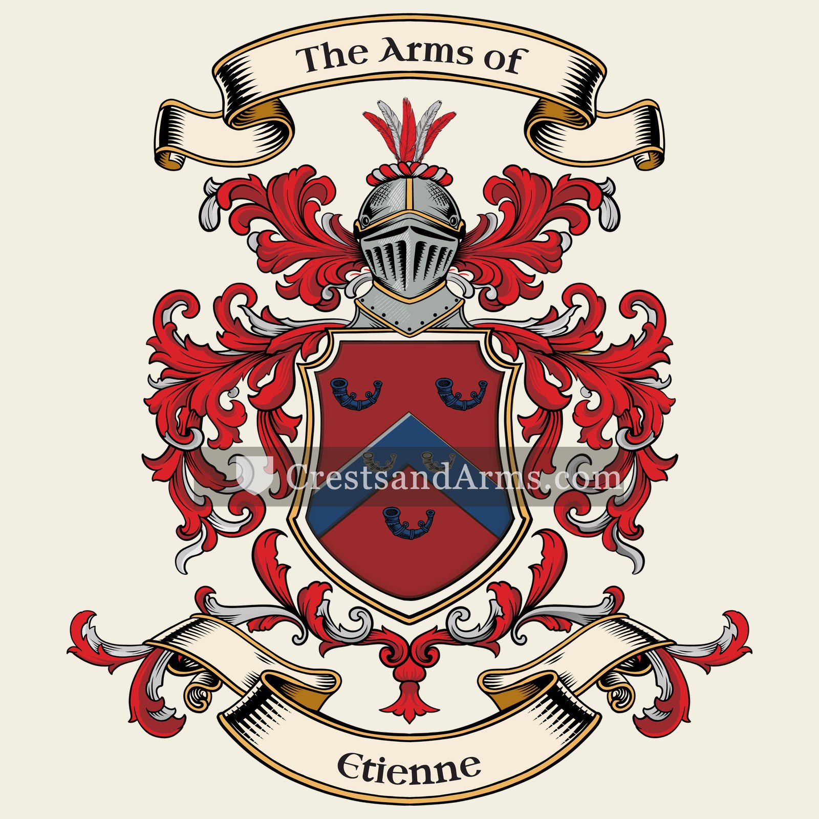 The Etienne coat of arms, drawn from the recorded blazon