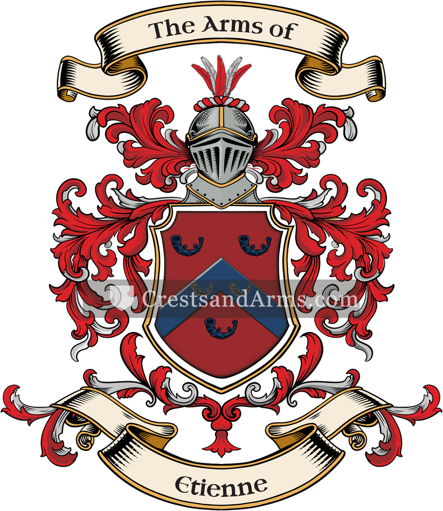 The Etienne coat of arms, drawn from the recorded blazon