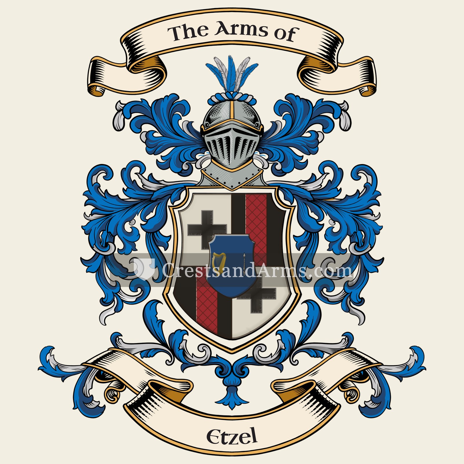 The Etzel coat of arms, drawn from the recorded blazon